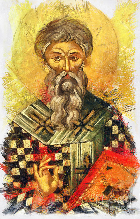 Hieromartyr Cyprian the Bishop of Carthage Drawing by Daliana Pacuraru