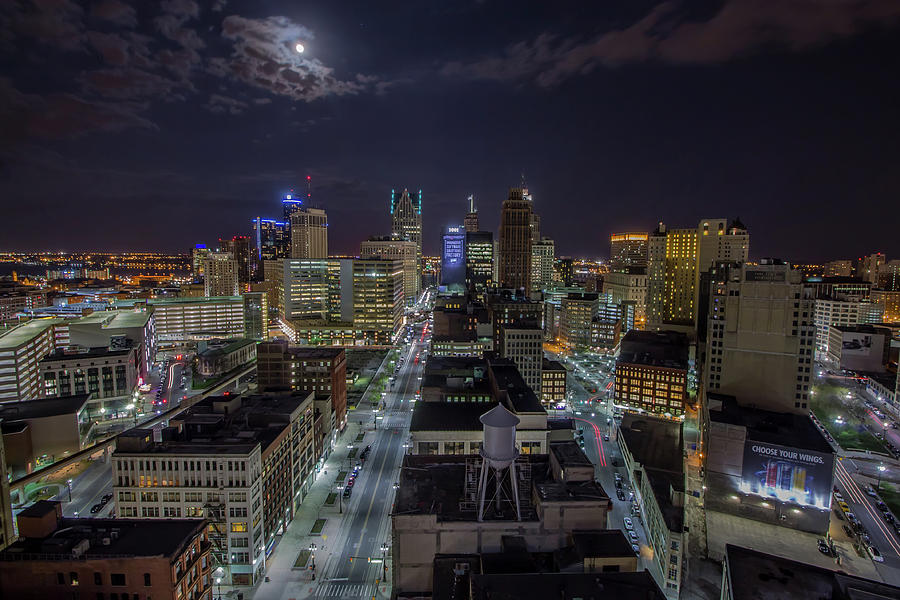 High above Woodward Avenue at night Photograph by Jay Smith