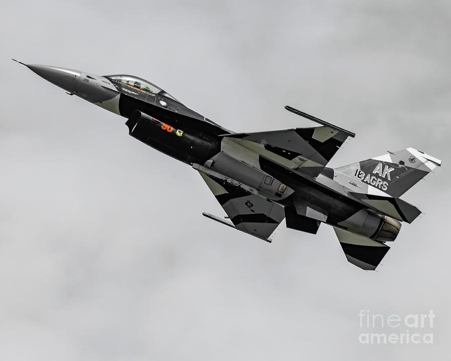 Anchorage Photograph - High Alpha F-16 In All Those White, Black and Greys by Joe Kunzler