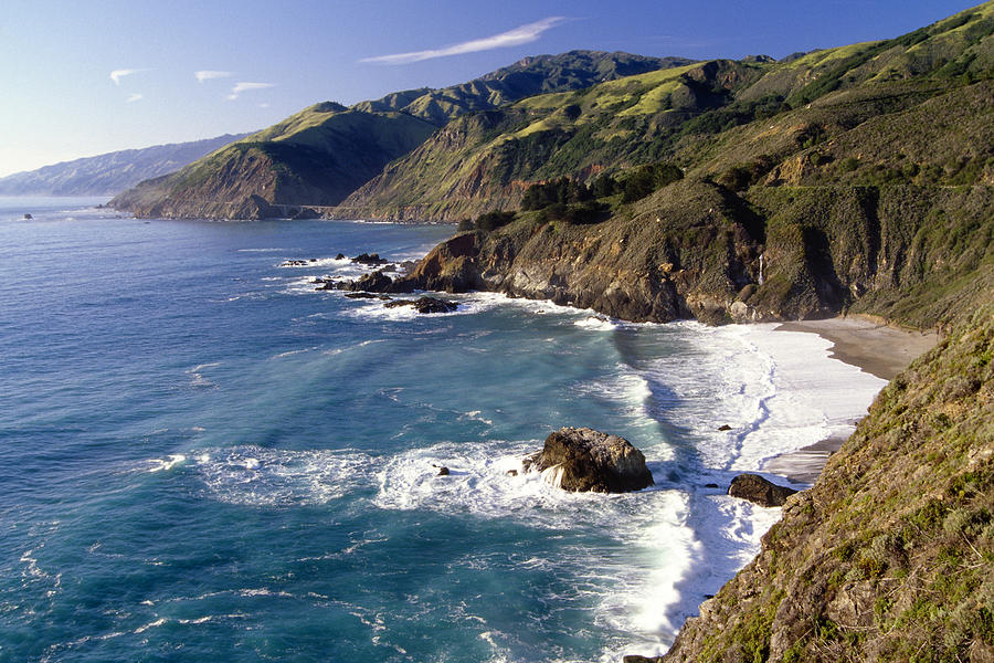 High Angle View Of A Rugged Coast Big Sur At Big Creek California ...