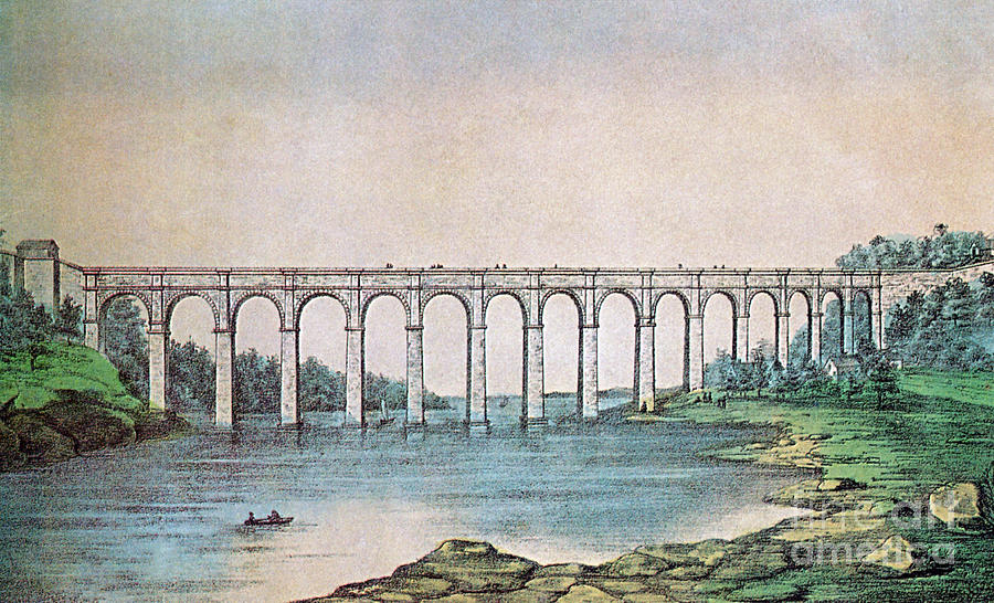 Currier And Ives Photograph - High Bridge, New York, 19th Century by Photo Researchers
