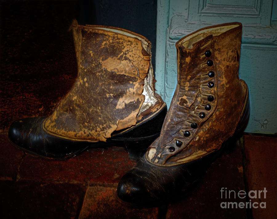 Boot Photograph - High Button Foot Binding Fashion by Steven Digman