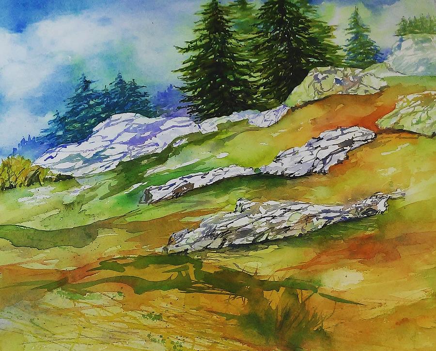 High country boulders Painting by Mary Lou McCambridge