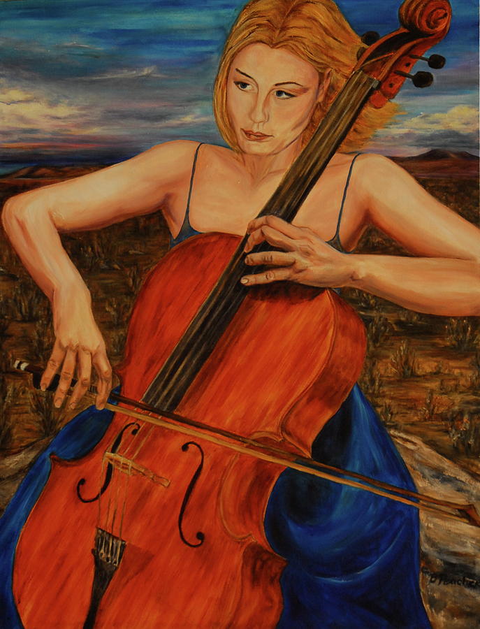 High Desert Cellist Painting by Bonnie Peacher