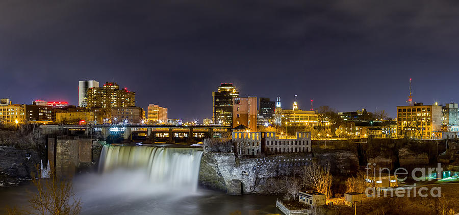 High Falls at Night Photograph by Rod Best