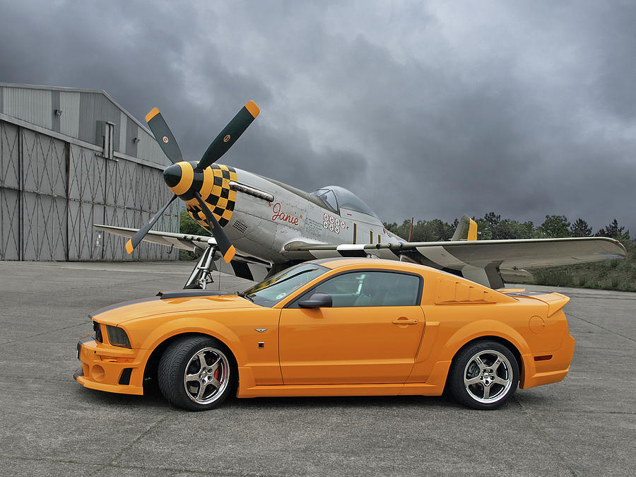 Ford Mustang Photograph - High Flyers - Mustang and P51 by Gill Billington
