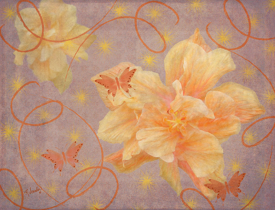 High Flying Hibiscus Mixed Media by Rosalie Scanlon