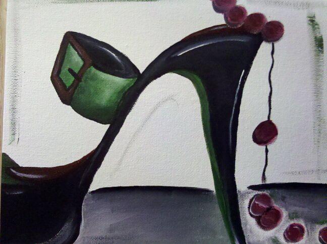 High Heel Painting - High heel and pearls by Amberleigh Shaffield