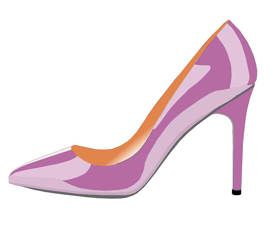 Shoe Digital Art - High heel shoe in bodacious pink by David Smith
