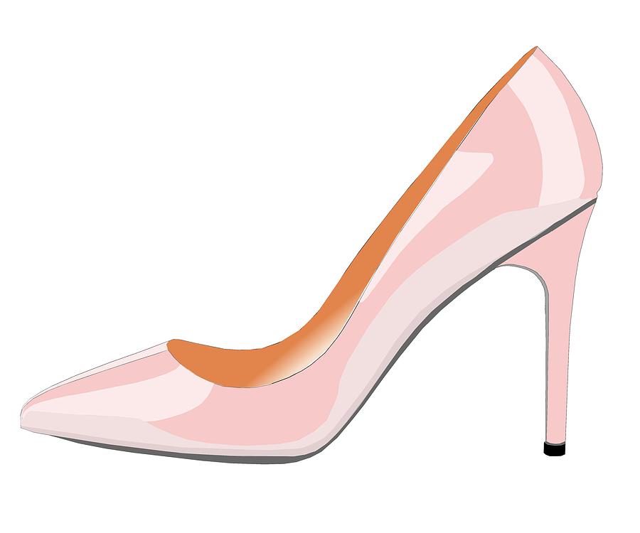 Rose Digital Art - High heel shoe in rose quartz by David Smith