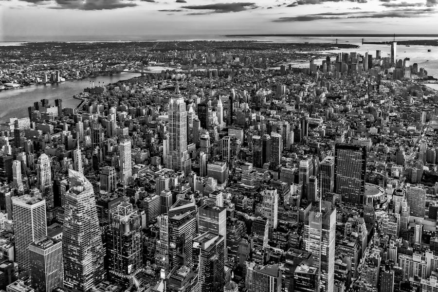 High Over Manhattan BW Photograph by Susan Candelario