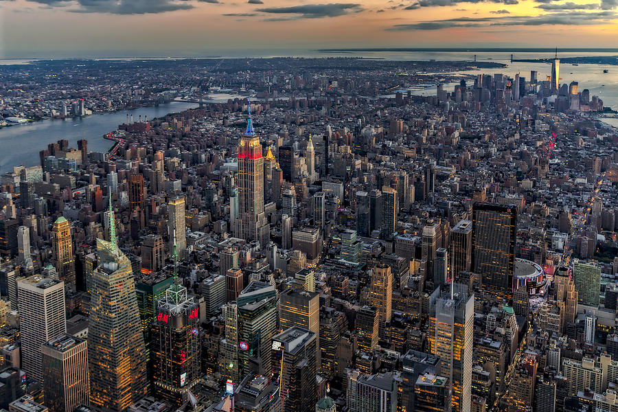 Empire State Building Photograph - High Over Manhattan by Susan Candelario