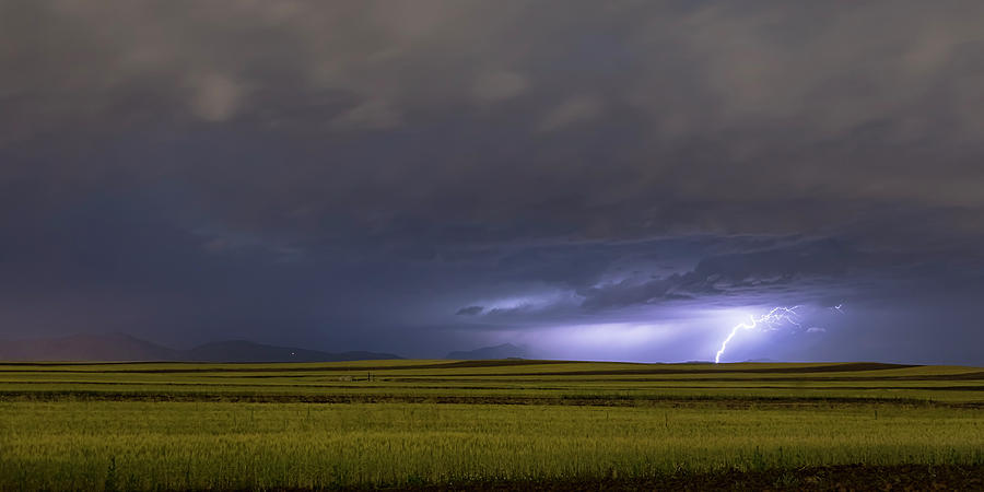High Plains Lightning Strike Panorama Photograph