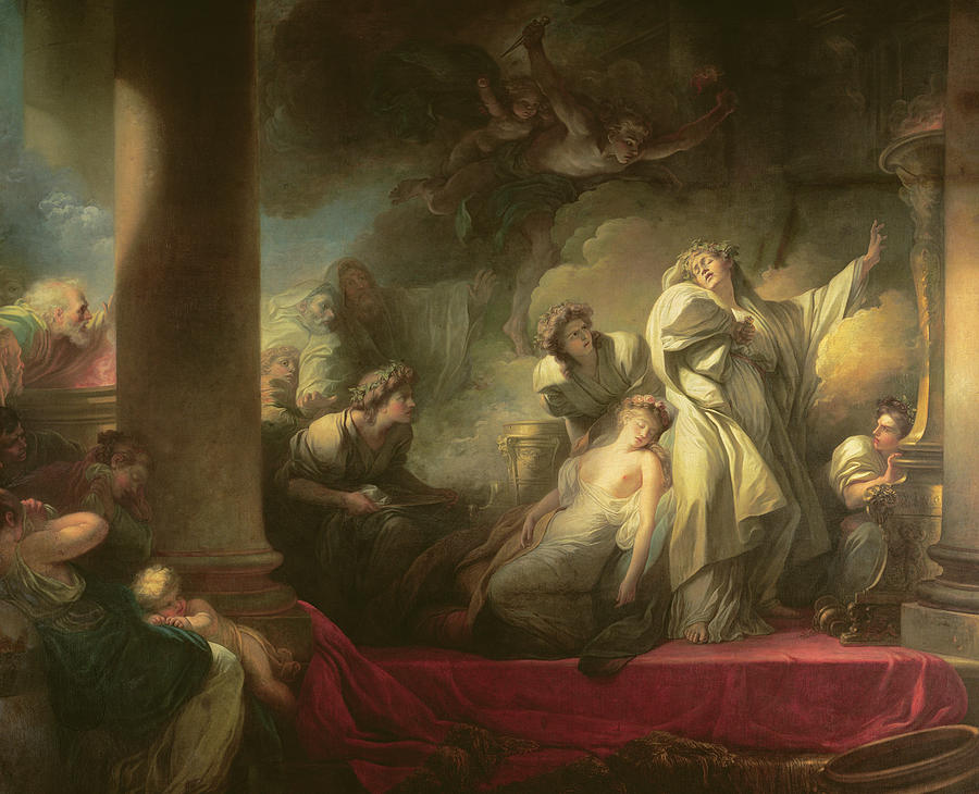 High Priest Coresus Sacrificing Himself to Save Callirhoe Painting by Jean-Honore Fragonard
