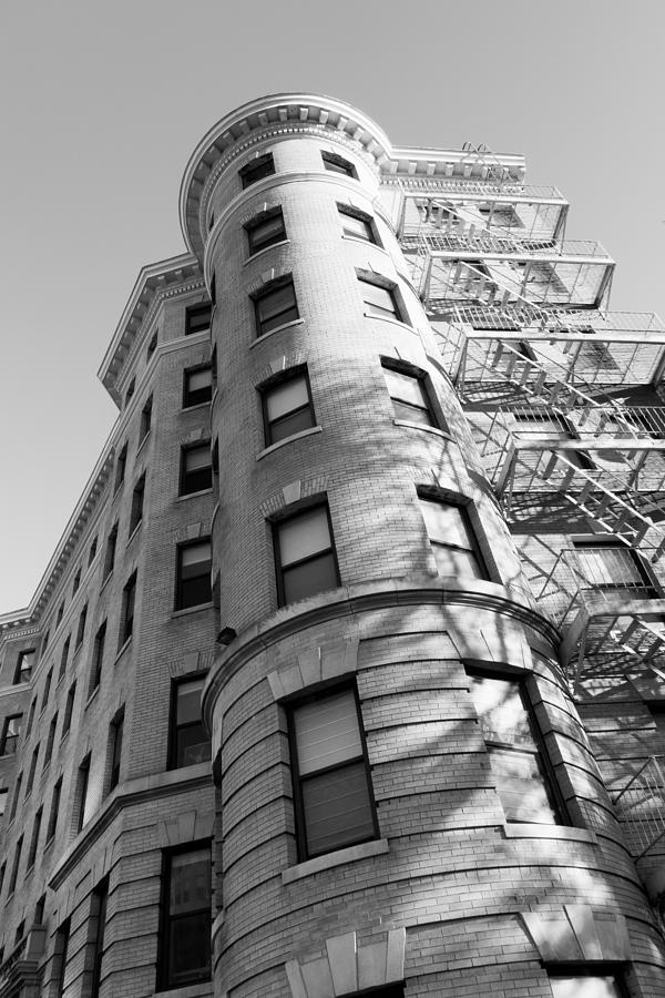 High Rise Urban Turret Corner and Fire Escape Photograph by SR Green