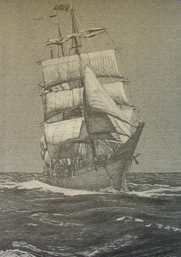 Sailboat Drawing - High Seas by Dan Hausel
