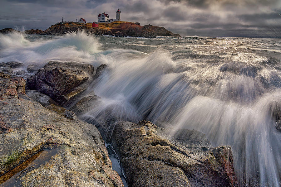 Lighthouse Photograph - High Tide at Cape Neddick by Rick Berk