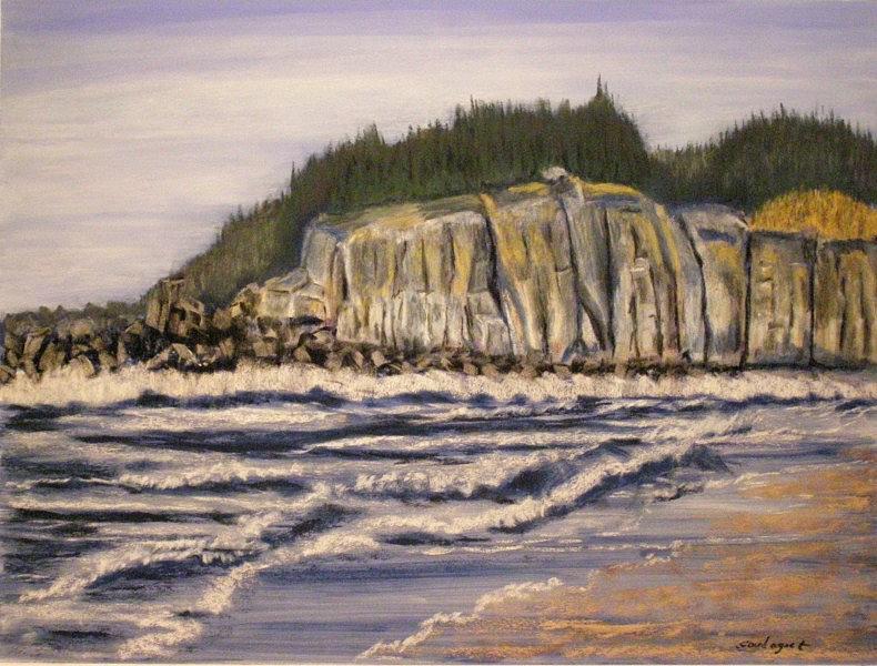 Beach Pastel - High Tide at Yaquina Head by  Joseph Soulagnet