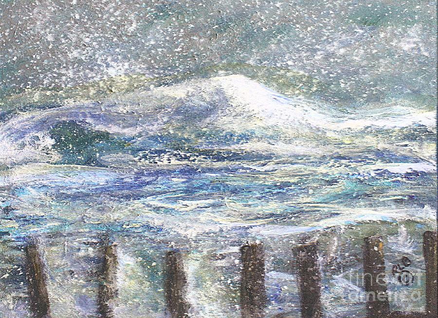 Snow Painting - High Tide in Snow Storm by Rita Brown