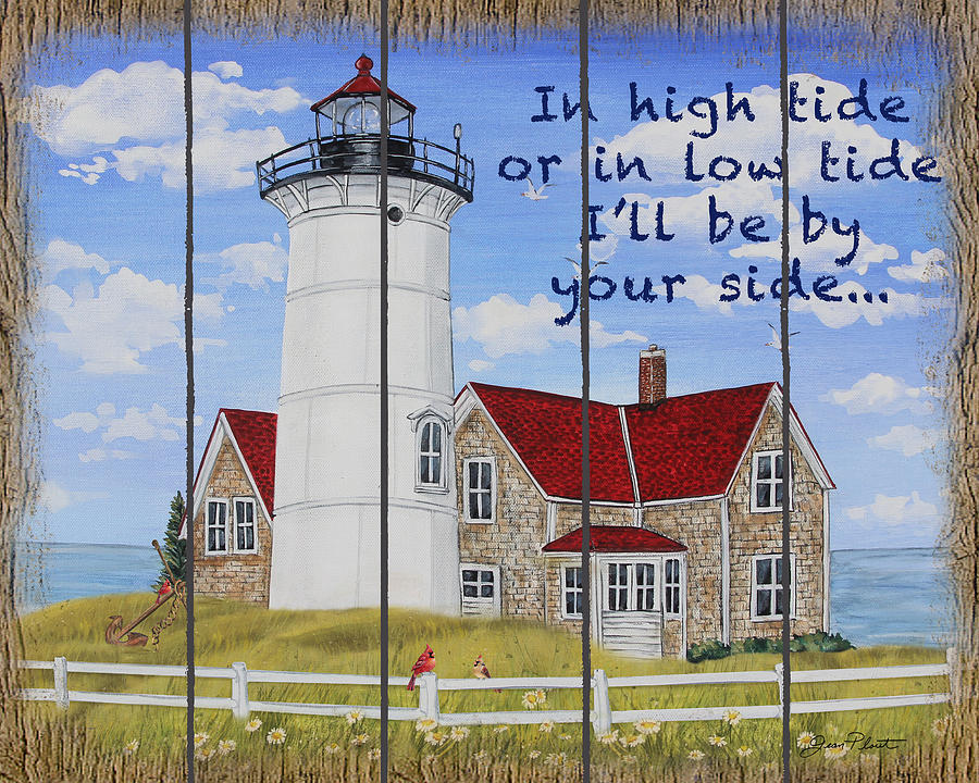 High Tide Lighthouse-A Painting by Jean Plout