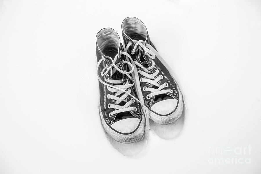 High Tops in Snow Black and White Digital Art by Randy Steele