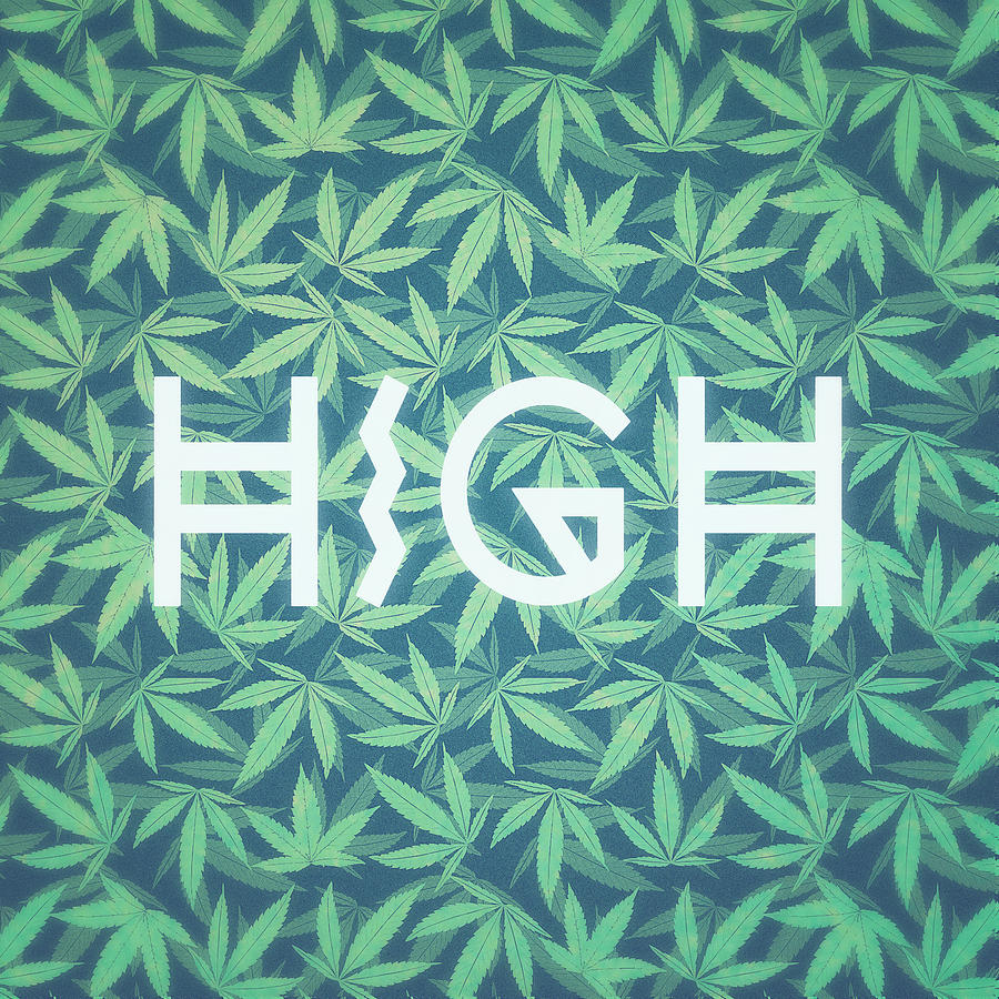 HIGH TYPO  Cannabis   Hemp  420  Marijuana   Pattern Digital Art by Philipp Rietz