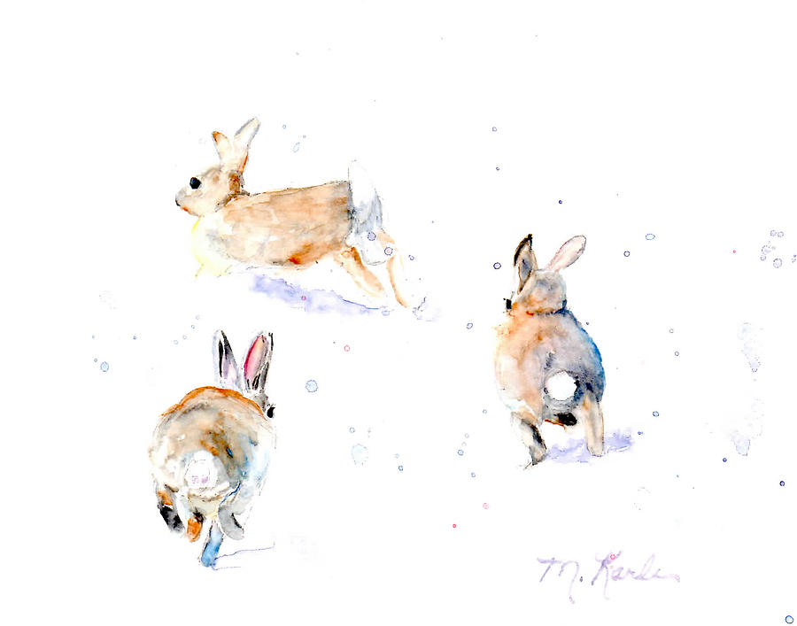Hightailing Bunnies Painting by Marsha Karle