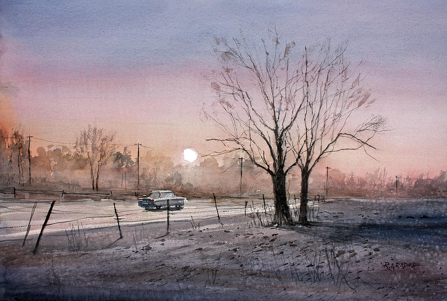 Highway 21 Sunrise Painting by Ryan Radke