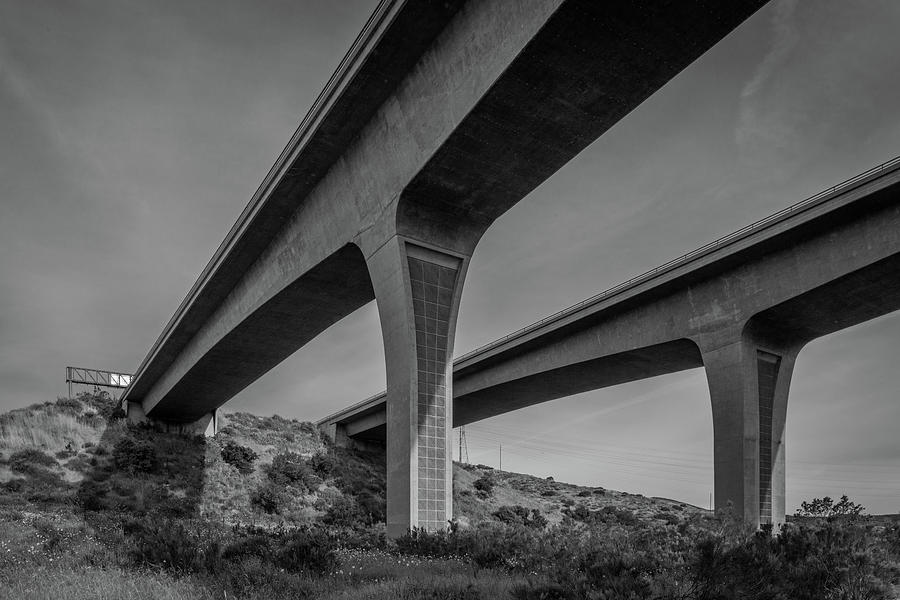 Highway 52 Over Spring Canyon, Black and White Photograph by TM Schultze