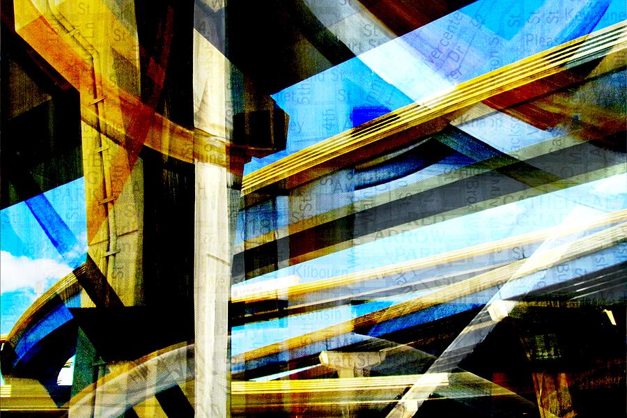 Highway Intersections Abstract w Map Digital Art by Anita Burgermeister