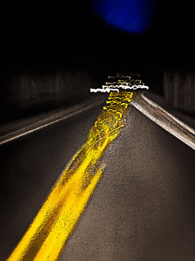 Abstract Photograph - Highway Lines Dance At Night by Ed Book