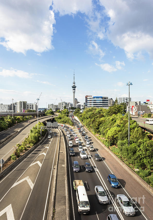 Highways traffic in Auckland in New Zealand Photograph by Didier Marti