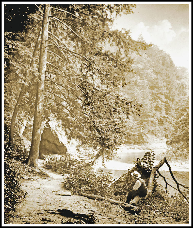 Hiker, Sightseer, Delaware Water Gap, Pennsylvania, c.1895 Photograph by A Macarthur Gurmankin