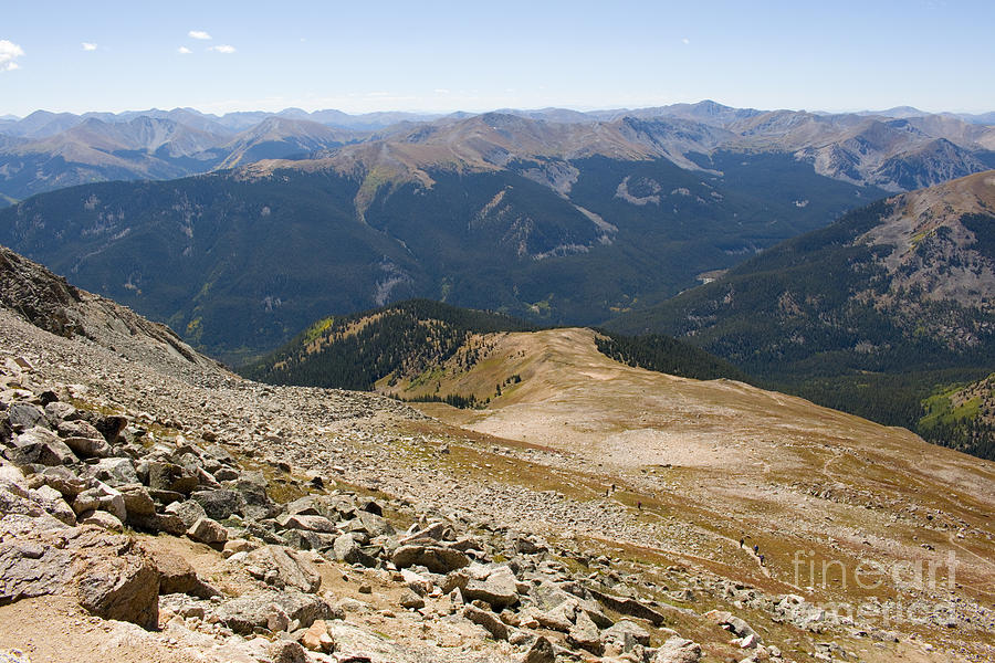 Hikers near Summit of Mount Yale Colorado Photograph by Steven Krull