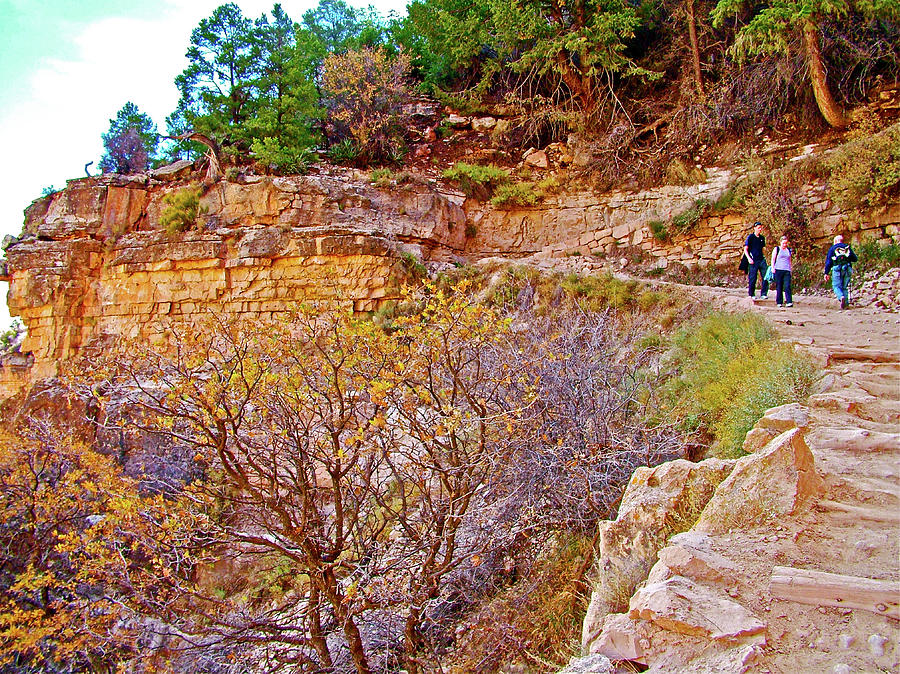 Hikers on Bright Angel Trail on South Rim of Grand Canyon National Park-Arizona   Photograph by Ruth Hager
