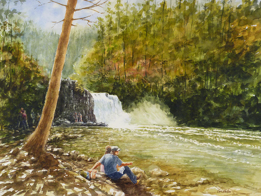 Waterfall Painting - Hikers Reward At Abrams Falls by Carl Whitten