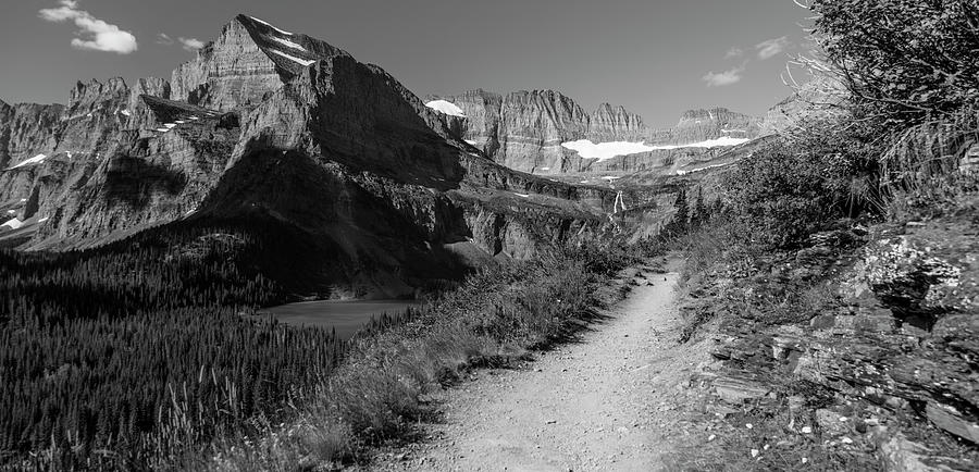 Hiking Grinnell Glacier Black and White  Photograph by John McGraw