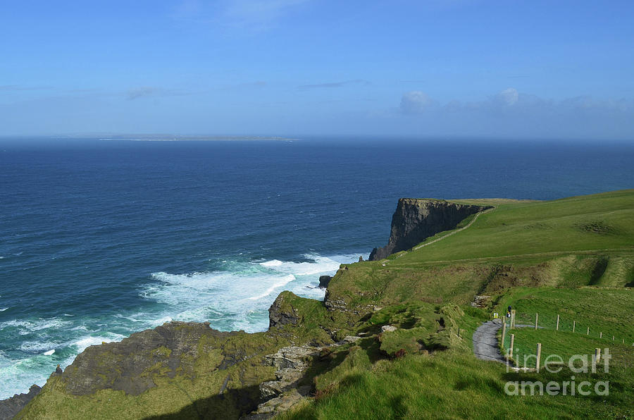 Landscape Photograph - Hiking Path Along the Top of the Cliffs of Moher by DejaVu Designs