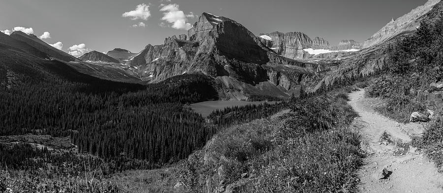 Hiking Trail Grinnell Glacier Black and White  Photograph by John McGraw
