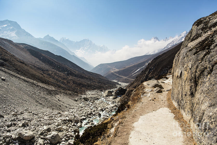Hiking trail in Gokyo valley Photograph by Didier Marti