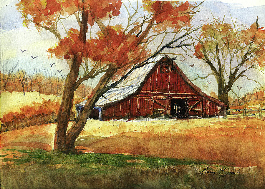 Tree Painting - Hill Country Barn by Barry Jones