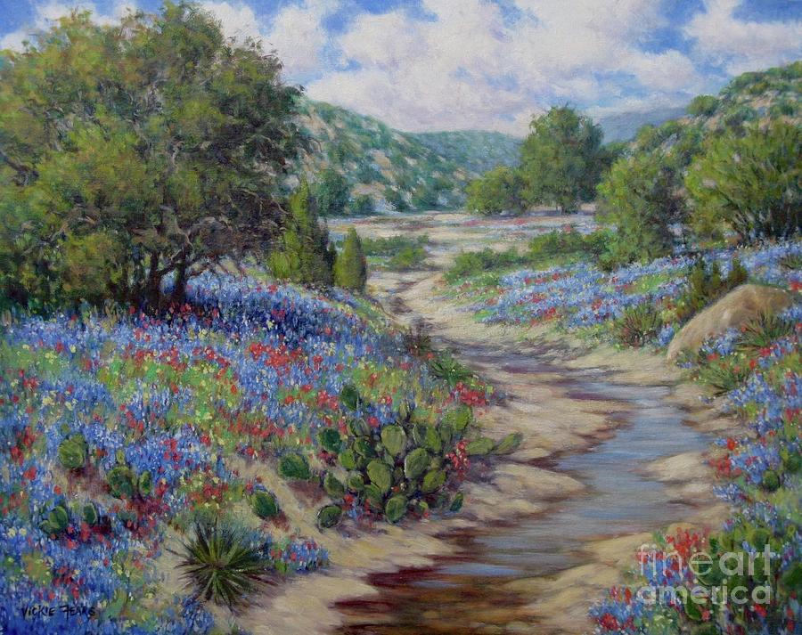 Hill Country Blues Painting by Vickie Fears