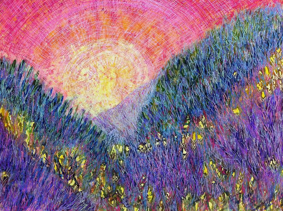 Hills of Purple Heather Mixed Media by Polly Castor