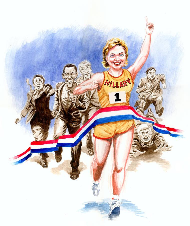 Bill Clinton Painting - Hillary and the race by Ken Meyer jr