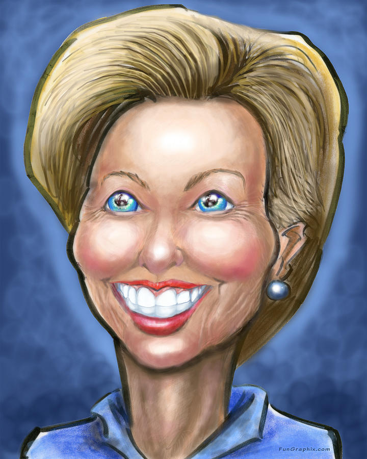 Hillary Clinton Caricature Digital Art by Kevin Middleton