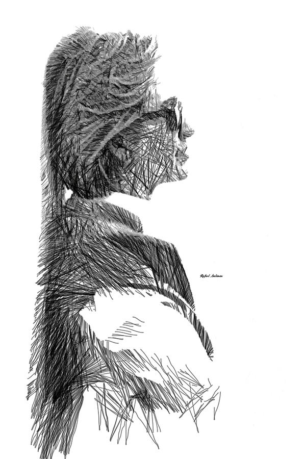 Hillary Clinton sketch Digital Art by Rafael Salazar