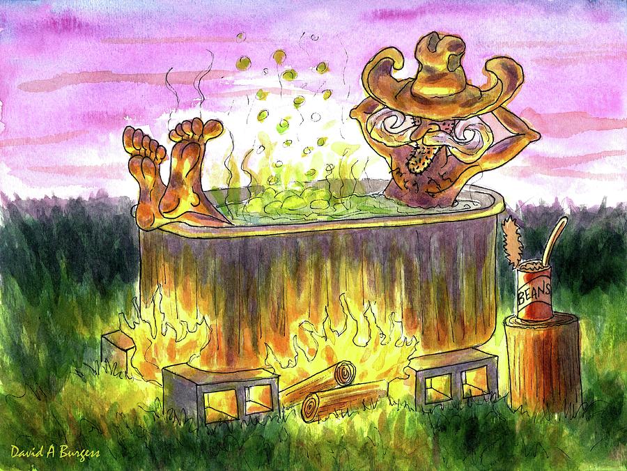 Hillbilly Hot Tub Painting by David Burgess