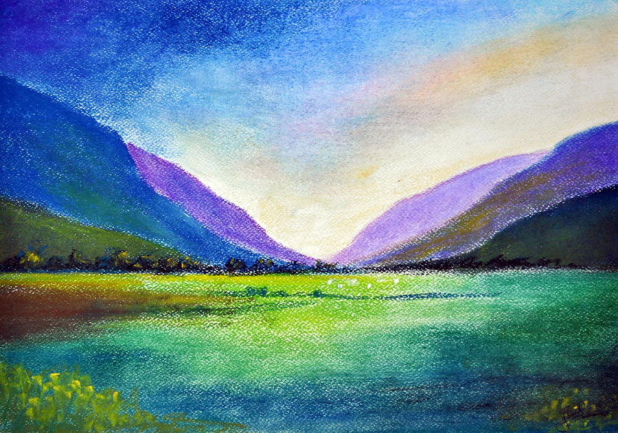 Hill Painting - Hills and Vale by Shreekant Plappally Hill Painting - Hills and Vale by Shreekant Plappally