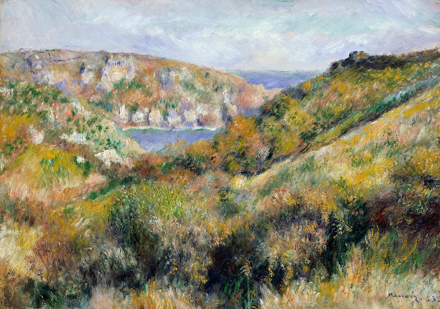 Hills around the Bay of Moulin Huet, Guernsey Painting by Auguste Renoir