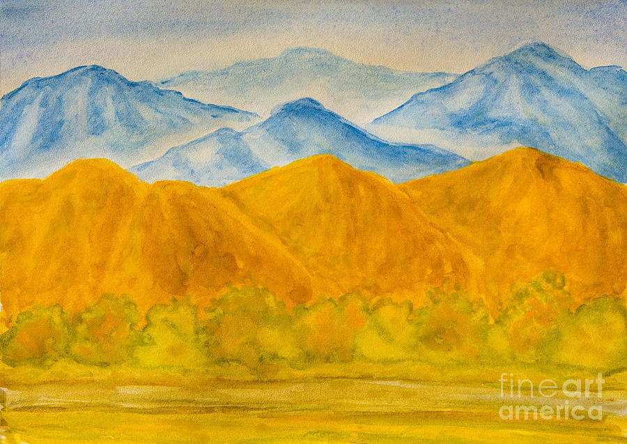 Hills blue and yellow Painting by Irina Afonskaya